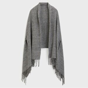 J. Crew Classic Black and White Glen Plaid Wrap